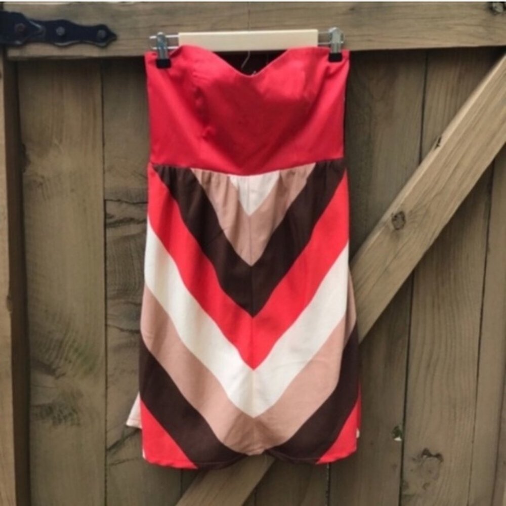 Judith March strapless striped coral dress